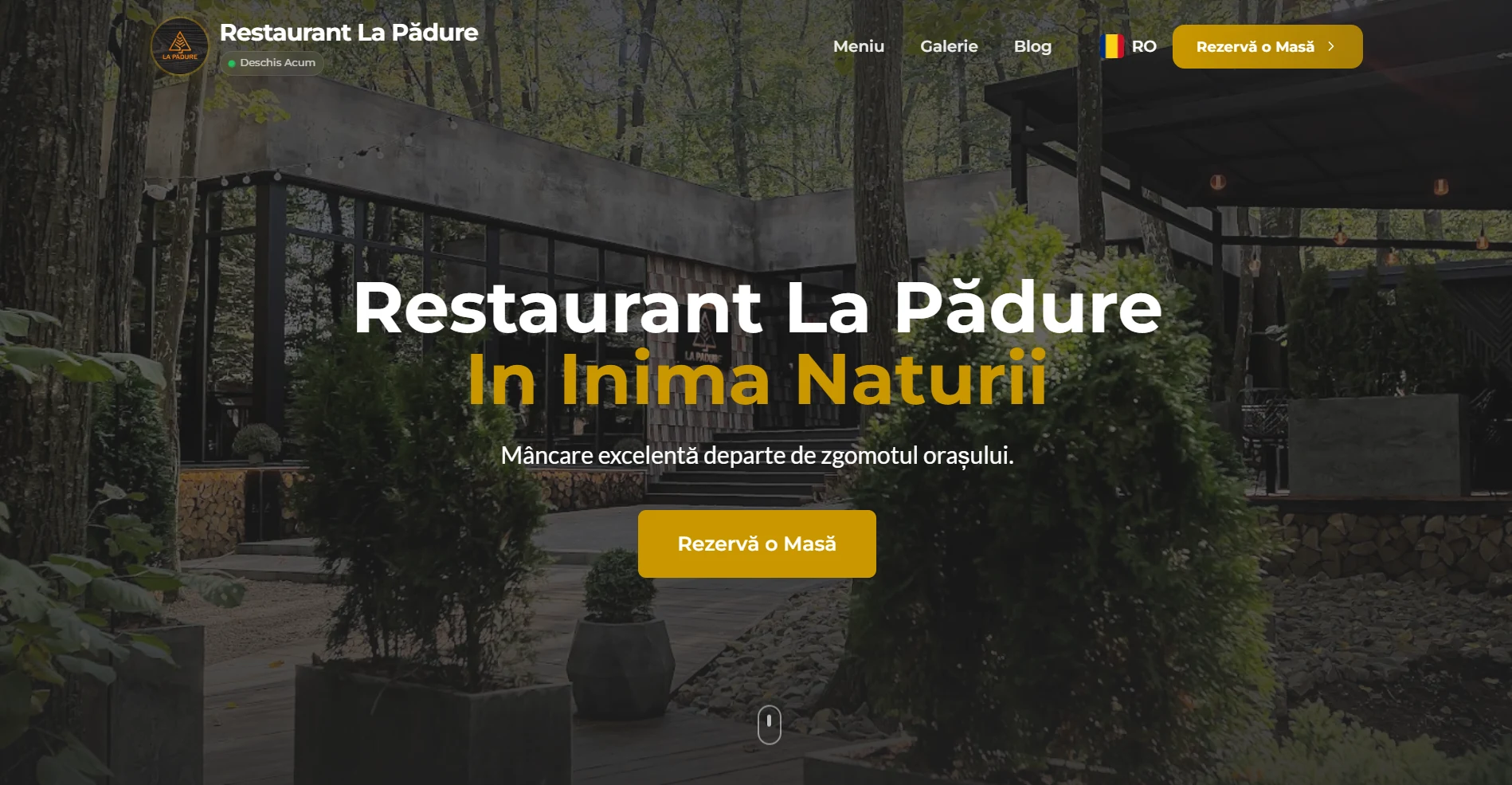 Restaurant La Pădure - Site web restaurant Chișinău, design elegant cu meniu online